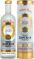Водка "Царская" Золотая, в подарочной тубе "Новогодняя 2020", 1 л