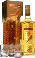 Водка Nemiroff Honey Pepper, gift box with 3 glasses, 0.7 л